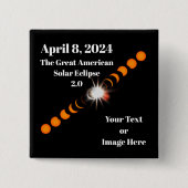 Badge Carré 5 Cm Éclipse solaire totale 2024 (Devant)