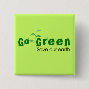 Badge Carré 5 Cm Eco-Friendly   Go Green Button