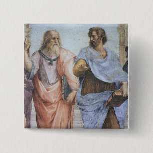 Badge Carré 5 Cm École d'Athènes (détail - Platon et Aristote)
