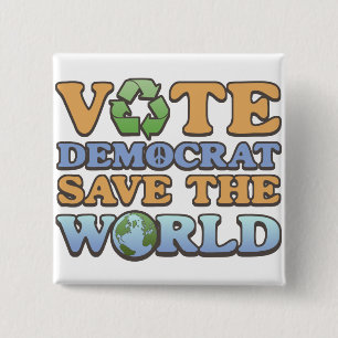 Badge Carré 5 Cm Économies de DEM de vote le monde