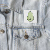 Badge Carré 5 Cm Écouter avec le sourire (En situation)