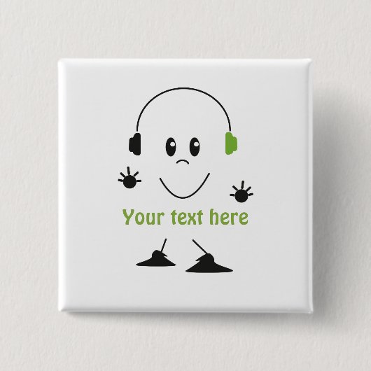 Badge Carré 5 Cm Écouter le bouton de musique (Devant)