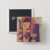 Badge Carré 5 Cm Écriture de Dante 'le Comedy divin (Devant & derrière)