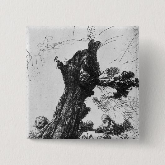 Badge Carré 5 Cm Écriture de St Jerome, 1648 (Devant)