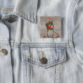 Badge Carré 5 Cm Écureuil avec fleur pour fille d'anniversaire (En situation)