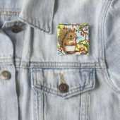 Badge Carré 5 Cm Écureuil de bébé (En situation)