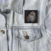 Badge Carré 5 Cm Écureuil gris de l'Est - Sciurus carolinensis (En situation)