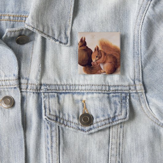 Badge Carré 5 Cm Écureuils, 1512 (En situation)