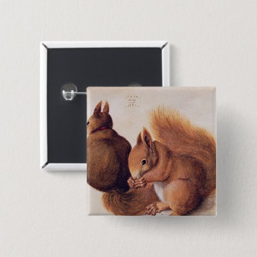 Badge Carré 5 Cm Écureuils, 1512 (Devant & derrière)
