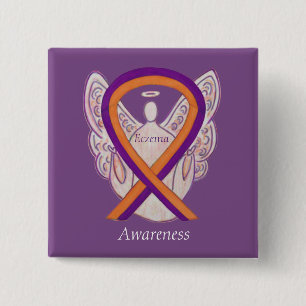 Badge Carré 5 Cm Éczéma de sensibilisation Ruban Angel Personnalisé