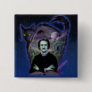 Badge Carré 5 Cm Edgar Allan Poe gothique