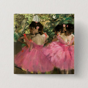 Badge Carré 5 Cm Edgar Degas - Danseuses en rose