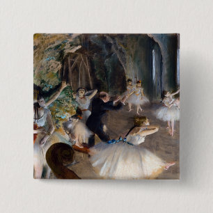 Badge Carré 5 Cm Edgar Degas - La répétition de ballet sur scène