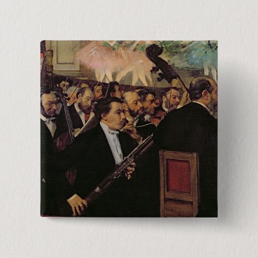 Badge Carré 5 Cm Edgar Degas | l'orchestre d'opéra, c.1870 (Devant)