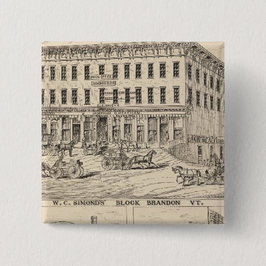 Badge Carré 5 Cm Édifice WC Simond à Brandon (Devant)