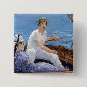 Badge Carré 5 Cm Edouard Manet - En bateau