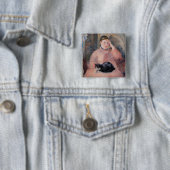 Badge Carré 5 Cm Edouard Manet - Femme avec chat (En situation)
