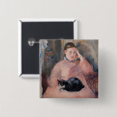 Badge Carré 5 Cm Edouard Manet - Femme avec chat (Devant & derrière)