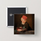 Badge Carré 5 Cm Edouard Manet - Garçon aux cerises (Devant & derrière)
