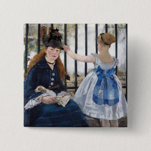 Badge Carré 5 Cm Edouard Manet - La Gare