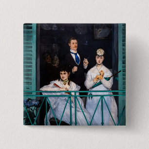 Badge Carré 5 Cm Edouard Manet - Le Balcon / The Balcony