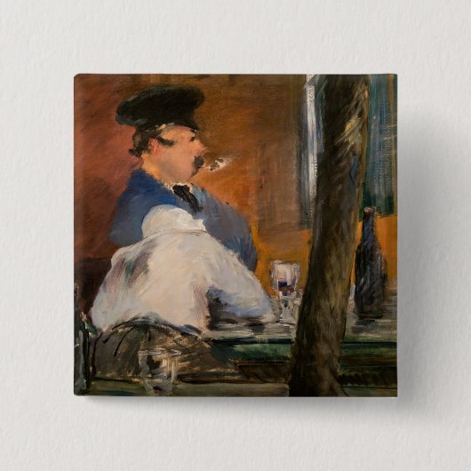 Badge Carré 5 Cm Edouard Manet - Le Bar, Le Bouchon (Devant)