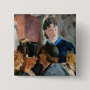 Badge Carré 5 Cm Edouard Manet - Serveuse de bière