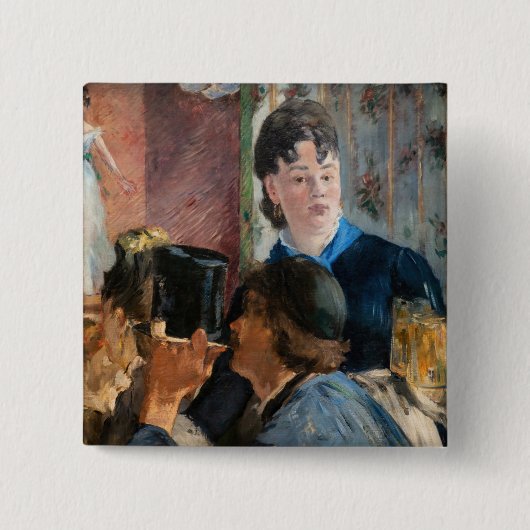Badge Carré 5 Cm Edouard Manet - Serveuse de bière (Devant)