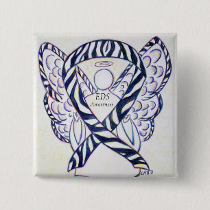 Badge Carré 5 Cm EDS Sensibilisation Angel Zebra Ruban Ruban Person