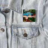 Badge Carré 5 Cm Edvard Munch - Danse sur la plage (En situation)