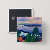 Badge Carré 5 Cm Edvard Munch - Fumée de train (Devant & derrière)