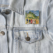 Badge Carré 5 Cm Edvard Munch - La forêt Fairytale (En situation)