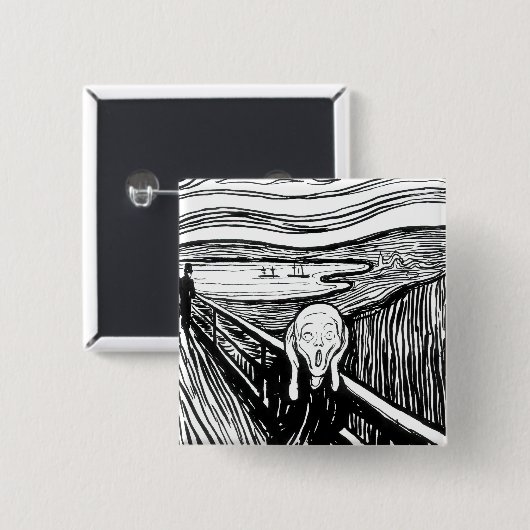 Badge Carré 5 Cm Edvard Munch - La lithographie de cri (Devant & derrière)