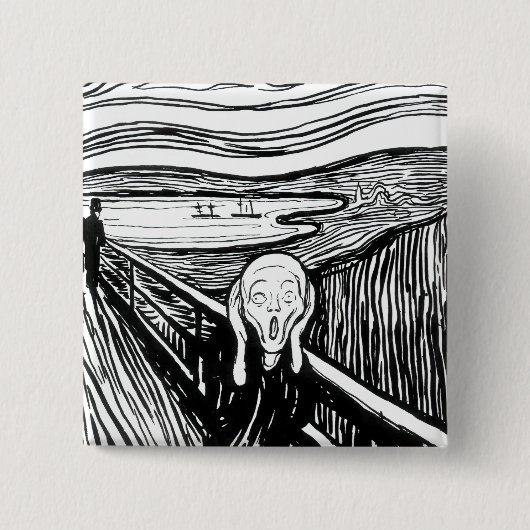 Badge Carré 5 Cm Edvard Munch - La lithographie de cri (Devant)