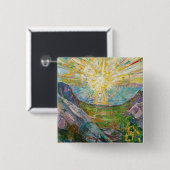 Badge Carré 5 Cm Edvard Munch - Le Soleil 1916 (Devant & derrière)