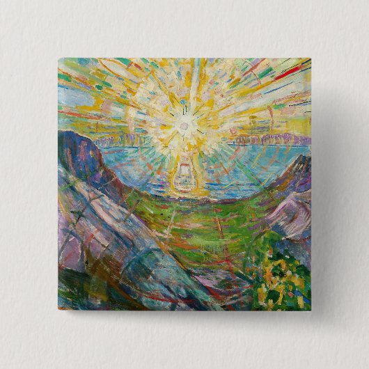 Badge Carré 5 Cm Edvard Munch - Le Soleil 1916 (Devant)