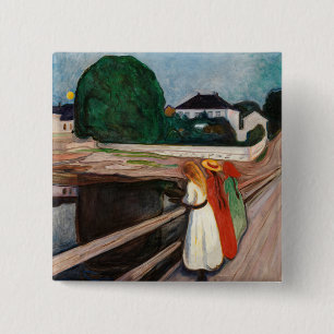 Badge Carré 5 Cm Edvard Munch - Les filles sur le pont