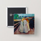 Badge Carré 5 Cm Edvard Munch - Les filles sur le pont 1903 (Devant & derrière)
