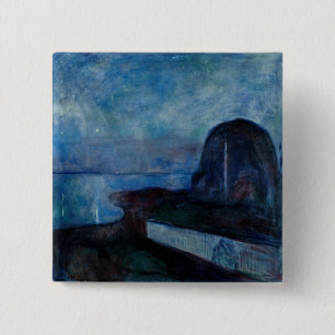 Badge Carré 5 Cm Edvard Munch - Nuit étoilée 1893