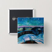 Badge Carré 5 Cm Edvard Munch - Nuit étoilée 1922 (Devant & derrière)