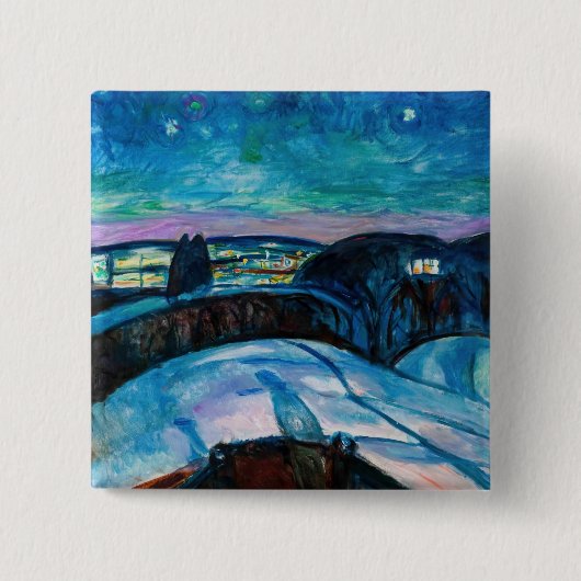 Badge Carré 5 Cm Edvard Munch - Nuit étoilée 1922 (Devant)