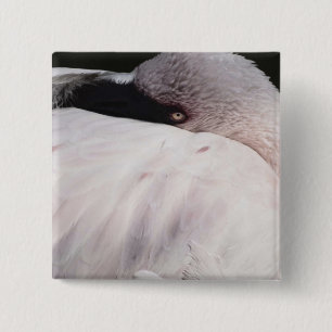 Badge Carré 5 Cm Effet de dessin de portrait de flamant rose Art