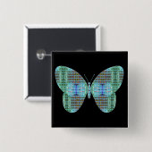 Badge Carré 5 Cm Effet en verre papillon bijoux (Devant & derrière)