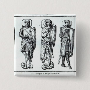 Badge Carré 5 Cm Effigies des chevaliers Templars