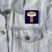 Badge Carré 5 Cm Eggstraterrestrial Avec Texte (En situation)