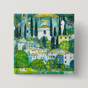 Badge Carré 5 Cm Église à Cassone Gustav Klimt