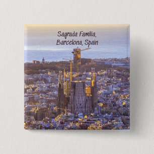 Badge Carré 5 Cm Église catholique de la Sagrada Familia, Barcelone
