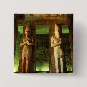 Badge Carré 5 Cm Égypte, Abu Simbel, Statue de Ramsès II,