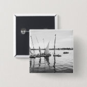 Badge Carré 5 Cm Egypte luxueuse, Feluccas sur le Nil (Devant & derrière)