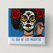 Badge Carré 5 Cm El día de Los Muertos (Devant)